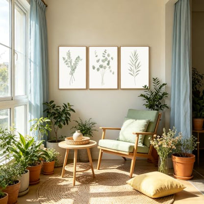 Sage Green Botanical Wall Art Deor Eucalyptus Leaf Pictures Plant Prints - color: Botanical Art, size: 16x24 Inch Unframed