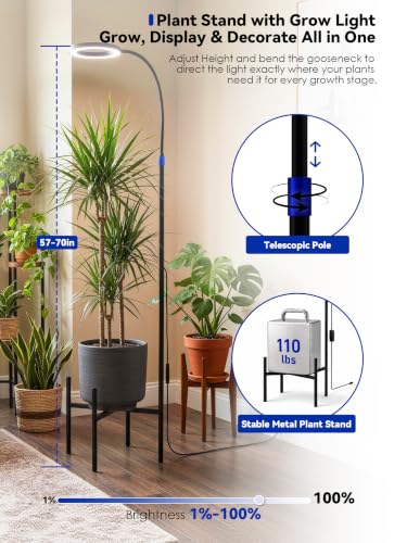 Smart Grow Light for Indoor Plants, 24W LED Plant Light with Plant Stand