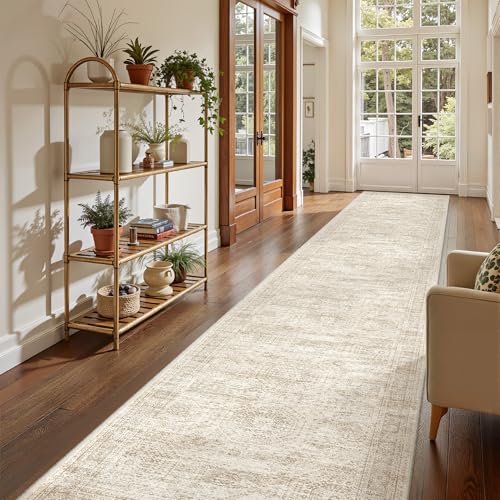 2'6 x 14' Runner Rug Non Slip,Washable Kitchen Rugs,Beige - color: Beige/Ivory, size: 2'6" x 14' (Runner)