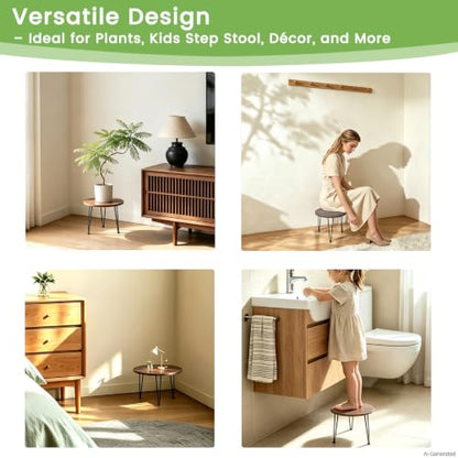 Vigordream Metal Plant Stand Indoor, Heavy Duty Wood Single Planter Holder - size: Large