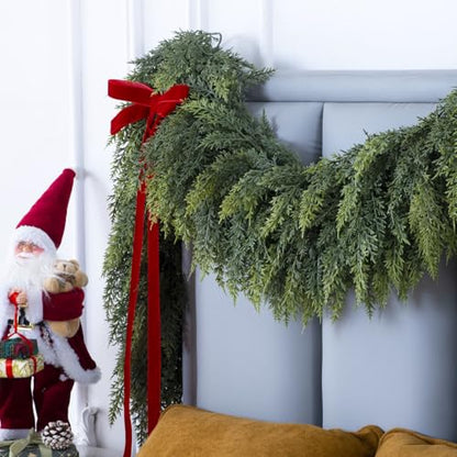 9Ft Christmas Garland,Real Touch Cedar Garland,Realistic Faux Pine Garlands - size: 9FT