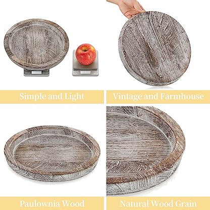 Romadedi Farmhouse Wooden Candle Tray, 11 Inch Round, Whitewashed - color: Whitewashed