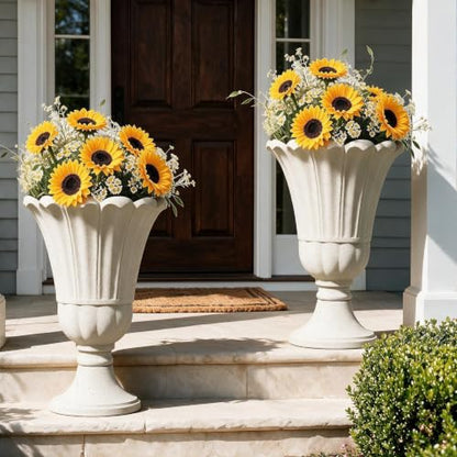 NicBex 24" Tall Urn Planters for Outdoor Plants Set of 2 - Beige Petal - color: Beige