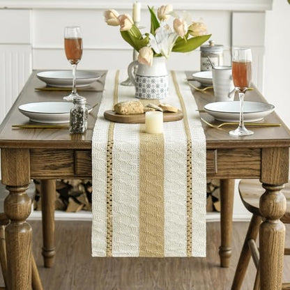 Artoid Mode Burlap Brown Rustic Woven Table Runner 12x60 Inch - color: Burlap Brown, size: 12" x 60", Table Runner