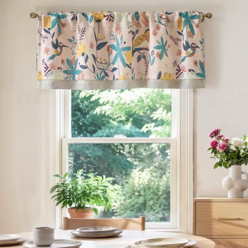 jinchan Floral Linen Window Valance Curtain, 50x18, 1 Panel, Pink - color: Averie | Blush Pink, size: 50"W x 18"L (Pack of 1)