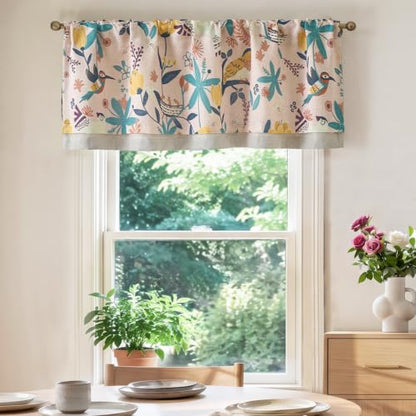 jinchan Floral Linen Window Valance Curtain, 50x18, 1 Panel, Pink - color: Averie | Blush Pink, size: 50"W x 18"L (Pack of 1)