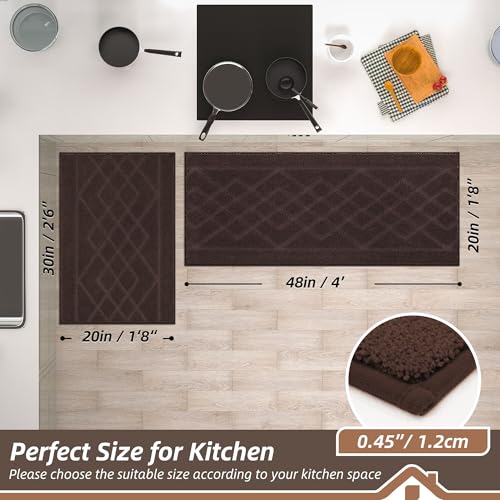 BEQHAUSE Kitchen Rugs Set of 2 Non Slip Runner, 20"x30"+20"x48", Brown - color: Brown, size: 20" X 30" + 20" X 48"
