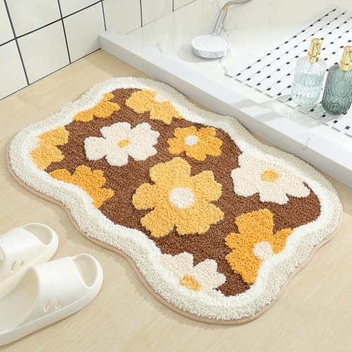 Molesun Floral Bath Mat 16x24, Soft Absorbent Microfiber Bath Rugs - color: Fragrant Flowers, size: 16" x 24"