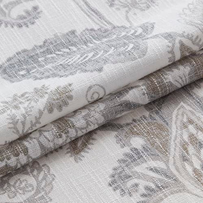 Kayne Studio Grey Jacobean Floral Rod Pocket Semi Sheer Curtains 84 Inches - color: Linen Grey, size: 52"W x 84"L (Pack of 2)