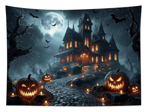 WEENEO Gothic Halloween Tapestry for Bedroom,Spooky Haunted House,60"x40" - color: Black Grey, size: 40"L x 60"W