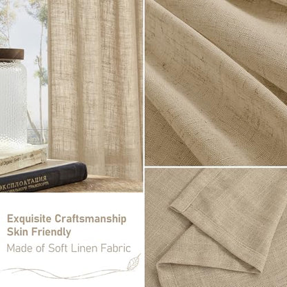 LAMIT Brown Linen Kitchen Curtains 40 Inch Length 2 Panels, 34 x 40 Inch - color: Brown, size: 34"W x 40"L (Pack of 2)