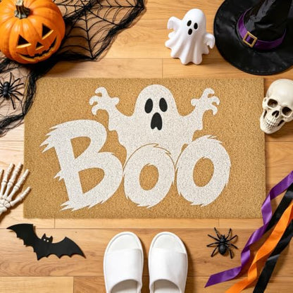 Halloween Welcome Mat Ghost Boo Non-Slip Front Door Mat, 17x29 in - color: Ghost Boo