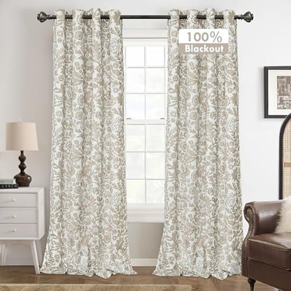 DriftAway Julia 100% Blackout Curtains Grommet 2 Panels, W52xL84, Beige - color: Linen Camel Beige, size: 52"W x 84"L (Pack of 2)