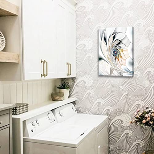 Bathroom Decor Wall Art - Modern Abstract Canvas Art Wall Decor Silver Decorations Abstract Artwork Wrapped 12x16inch - size: 16"L x 12"W