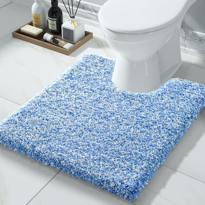 Yimobra Toilet Rugs U Shaped Washable 24X20, Soft Toilet Mat, Blue&White - color: Blue and White, size: 20" X 24" Contour Rug