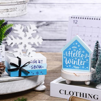 Blulu 5 Pcs Winter Snowflake Table Decorations, Winter Tiered Tray Decor - style: Snowflake