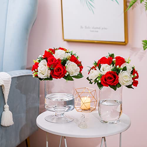 Flower Centerpieces for Wedding Tables: Red & White, 2 Packs - color: Red & White
