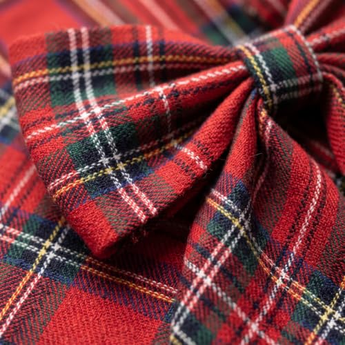 Flutesan 8 Ft Red Plaid Bow Garland Vintage Christmas Fabric Bow Banner - color: Red, style: Gingham