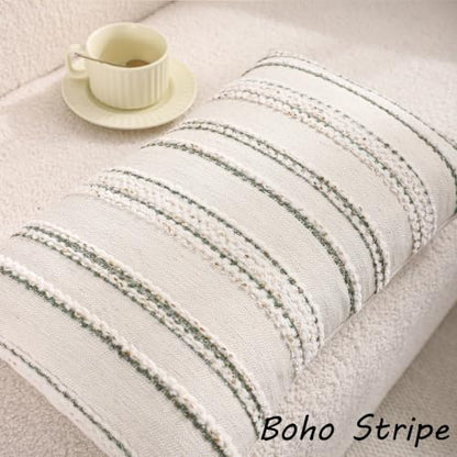 Boho Jacquard Throw Pillow Covers 12x20 Inch Set of 2 Beige Green - color: Beige+green, size: 20" x 12" (Pack of 2)