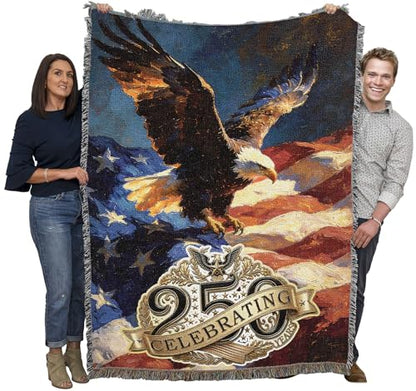 Pure Country Weavers Eagle 250 Blanket - Gift America 250th Anniversary Tapestry Throw Woven from Cotton - Made in The USA (72x54) - color: Eagle 250, size: 72x54
