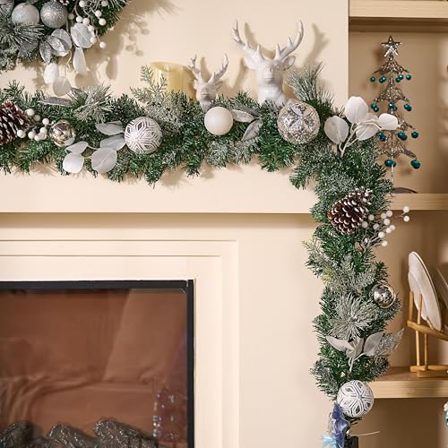 Valery Madelyn 6 Feet Pre-Lit Christmas Garland with Lights Snowy White - color: Snowy White, size: 6 feet