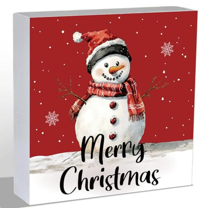 Christmas Decorations Indoor Christmas Decor Wooden Sign 5.9 x 5.9 Inch