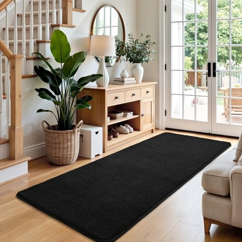 Keeko 2x6 Area Rugs for Living Room,Soft Washable Memory Foam Bedroom Rug - color: Black, size: 2' X 6' (Rectangular)