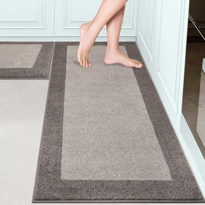 Kitchen Rugs Set (24" x 36"+ 24" x 60"), Runner Rug Roll Packing - color: Beige, size: 24" X 36"+ 24" X 60"