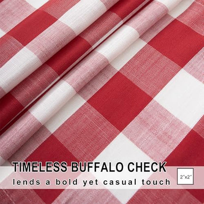 Red Plaid Kitchen Curtains Tiers 36" Half Window Café Curtains Semi Sheers - color: Red and White, size: 24"W x 36"L (Pack of 2)