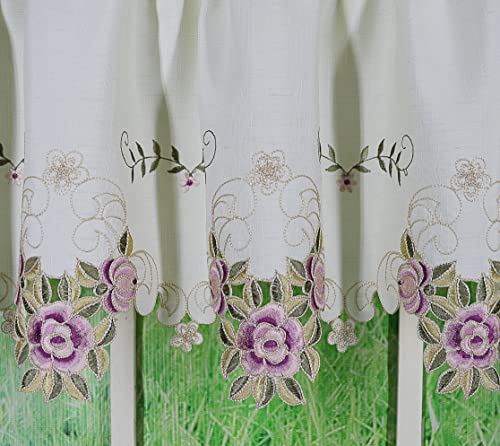 Today's Curtain Verona Reverse Embroidery Swag, 38", Ecru/Rose, 60"W X 38"L - color: Ecru/Rose, size: 38"W x 60"L (Pack of 1)