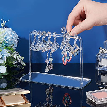PH PandaHall Coat Hanger Earring Holder, Jewelry Display Dangle Earring Hanging Organizer Mini Earring Necklace Hanger Ear Studs Display Rack for Retail Show Personal Exhibition, 2.3x5.9x4.2inch - color: Silver
