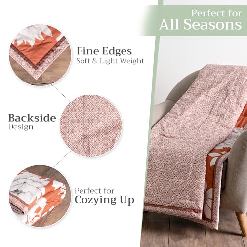 Maison d' Hermine Throw Blanket for Couch Lightweight Soft (60''X80'') - color: 032 - Pretty Autumn - Langoustino, size: 60"x80"