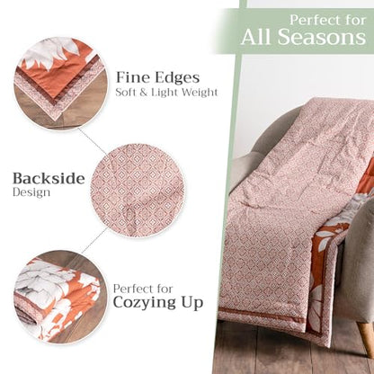 Maison d' Hermine Throw Blanket for Couch Lightweight Soft (60''X80'') - color: 032 - Pretty Autumn - Langoustino, size: 60"x80"