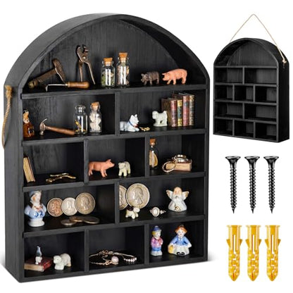 Cinnvoice 16x20 Arch Shadow Box Wall Mounted Display Shelf Cubby 4.7,Black - color: Black
