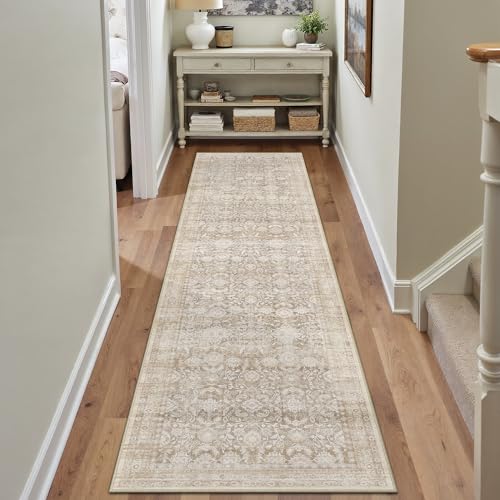 Beige 2x8 Runner Rug Neutral Distressed Carpet - color: Accent | Beige, size: 2' x 8' (Runner)
