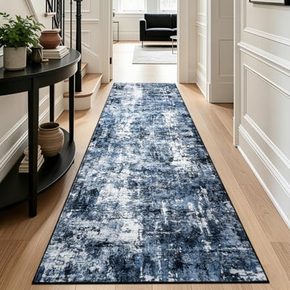 Rugflix 3x12 Runner Rug for Hallway, Washable Navy Blue Long Runners - color: 01-ocean Blue, size: 3' x 12' (Runner)