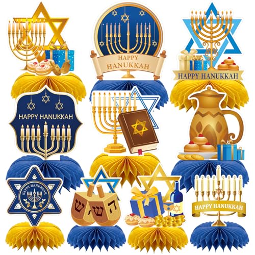 Hanukkah Table Decorations, 10Pcs Chanukkah Honeycomb Centerpieces - style: Hanukkah Style