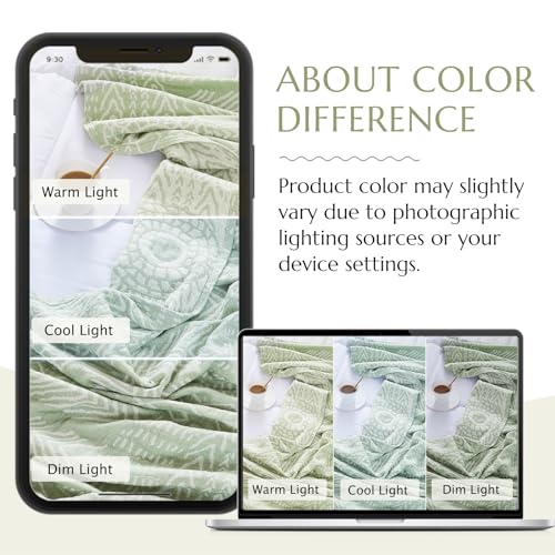 jinchan 100% Cotton Muslin Blanket Twin Boho Throw Blanket 50x60 Sage Green - color: A. Boho Green, size: 50"x60"