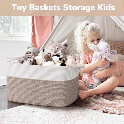 Goodpick 75L Extra Large Woven Blanket Basket, 22" x 17" x 12", Brown - color: Brown, size: 22"L x 17"W x 12"H