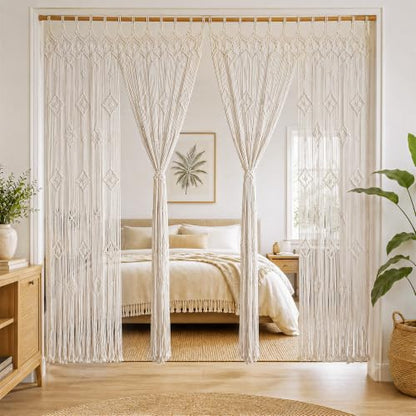 Foreate Boho Macrame Curtain for Doorways Macrame Wall Hanging 39”x79 1PC - size: 39”W x79"L (Pack of 1)