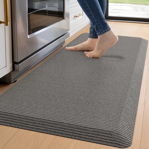 DEXI Anti Fatigue Kitchen Mat Cushioned, 20x47 Waterproof Runner Rug, Grey - color: Grey, size: 47"L x 20"W x 0.9"Th