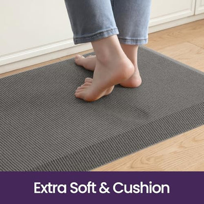 DEXI Anti Fatigue Kitchen Mat Cushioned, 20x60 Waterproof Runner Rug, Grey - color: Grey, size: 60"L x 20"W x 0.9"Th
