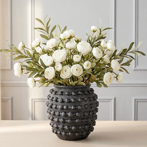 DN DECONATION Rustic Farmhouse Vase, Textured Boho Vase for Home Decor - color: Black, size: 8.2 inches