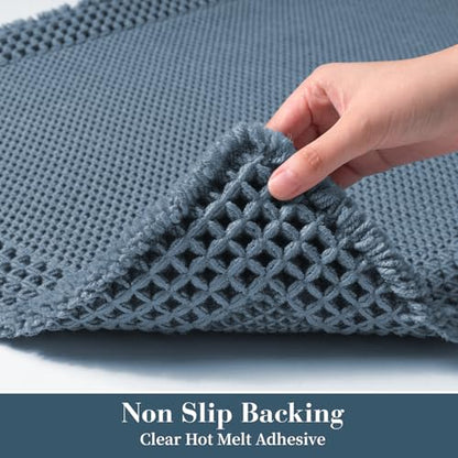 RESARE Waffle Bathroom Runner Rugs, Non Slip Boho Bath Mat 24"x72" Blue - color: Blue, size: 2' X 6'