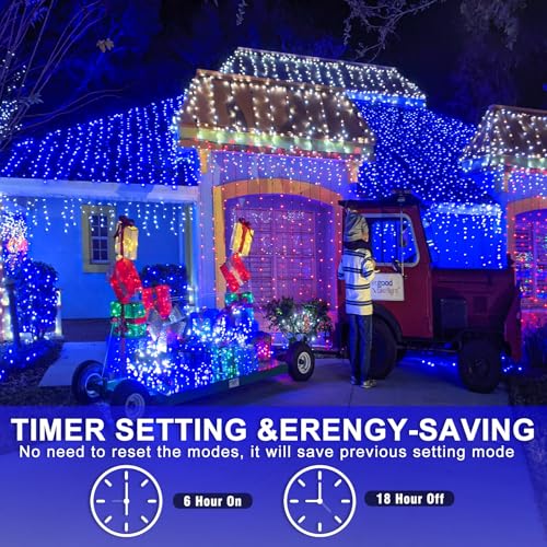 262FT 800 LED Christmas Lights Outdoor, Blue String Lights Indoor - color: Blue, size: 262FT 800LED