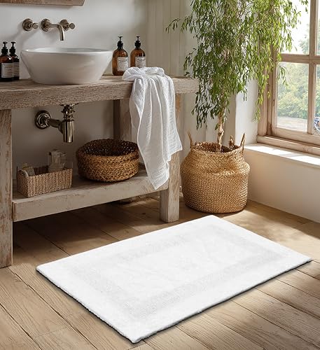 COTTON CRAFT 2 Pack Reversible Bath Mat - Soft Plush Bath Rug -20x30- White - color: White, size: 20x30 Inches