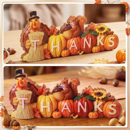 Amyhill Thanksgiving Decoration for Home Wooden Pumpkin Turkey Tabletop - style: Thanksgiving