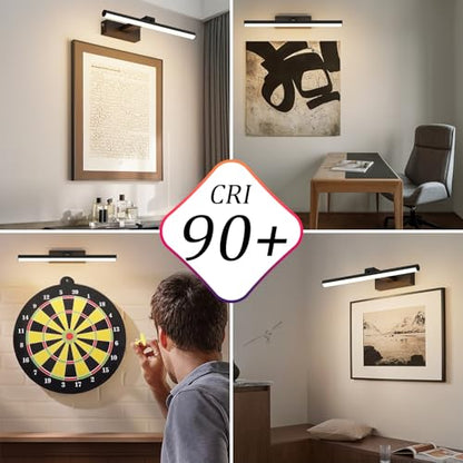 Battery Operated Picture Light15.5Inch with Remote,10000mAh Rechargeable Wireless Picture Light for Wall 3CCT Dimmable Frame Lights for Gallery Painting - color: Black