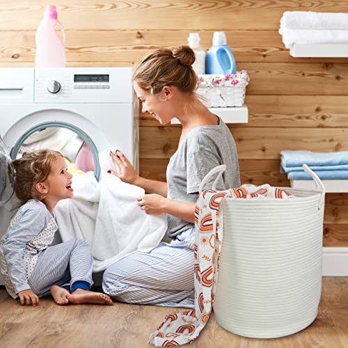 XUANGUO White Cotton Rope Laundry Basket Hamper for Clothes Large - color: white, size: Regular