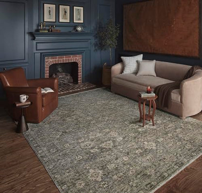 Loloi Magnolia Home Junie Lagoon/Natural 9'-6" x 13' Area Rug - color: Lagoon / Natural, size: 9'6" x 13' (Rectangular)